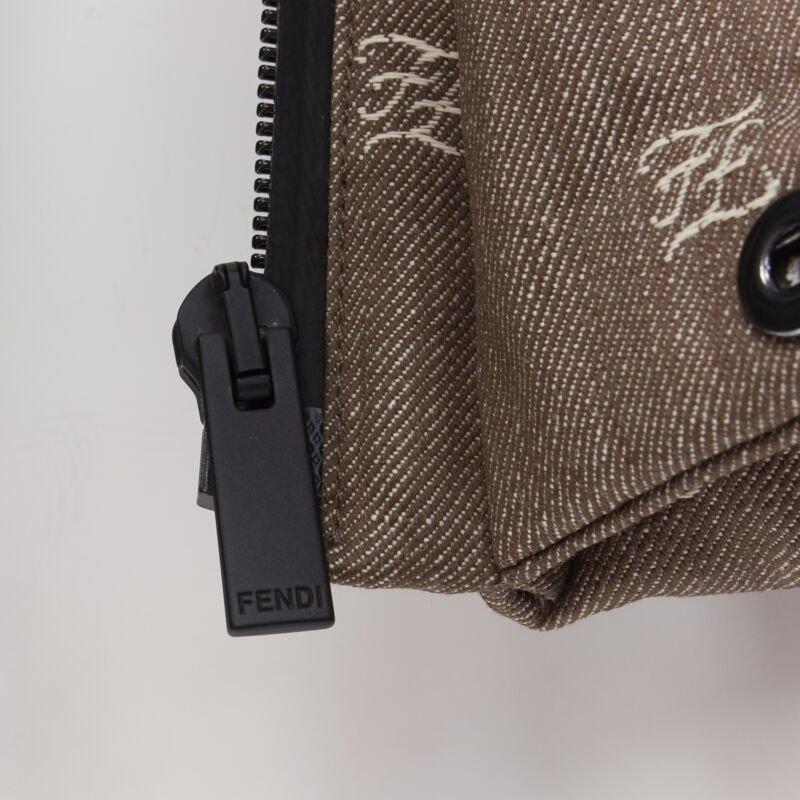 FENDI script FF Zucca monogram jacquard cotton down puffer vest jacket EU46 For Sale 4