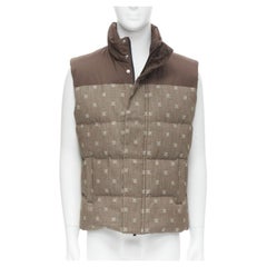 FENDI script FF Zucca monogram jacquard cotton down puffer vest jacket EU46