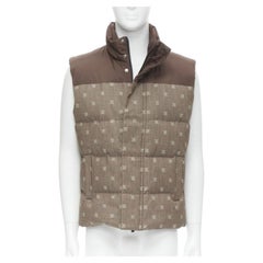 FENDI script FF Zucca monogram jacquard cotton down puffer vest jacket EU46