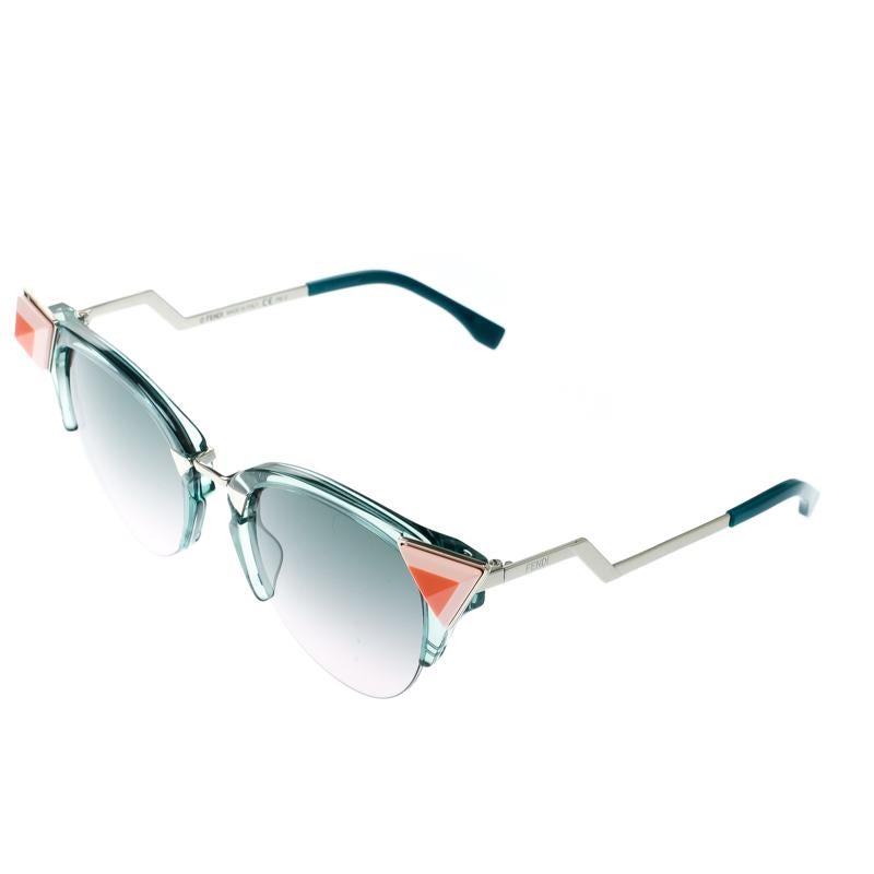 Gray Fendi Sea Green / Bicolor Gradient FF 0041/N/S Cat Eye Sunglasses