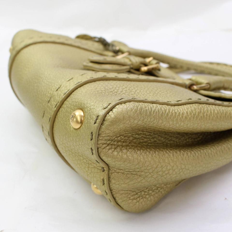 Women's Fendi Selleria 867181 Gold Leather Satchel