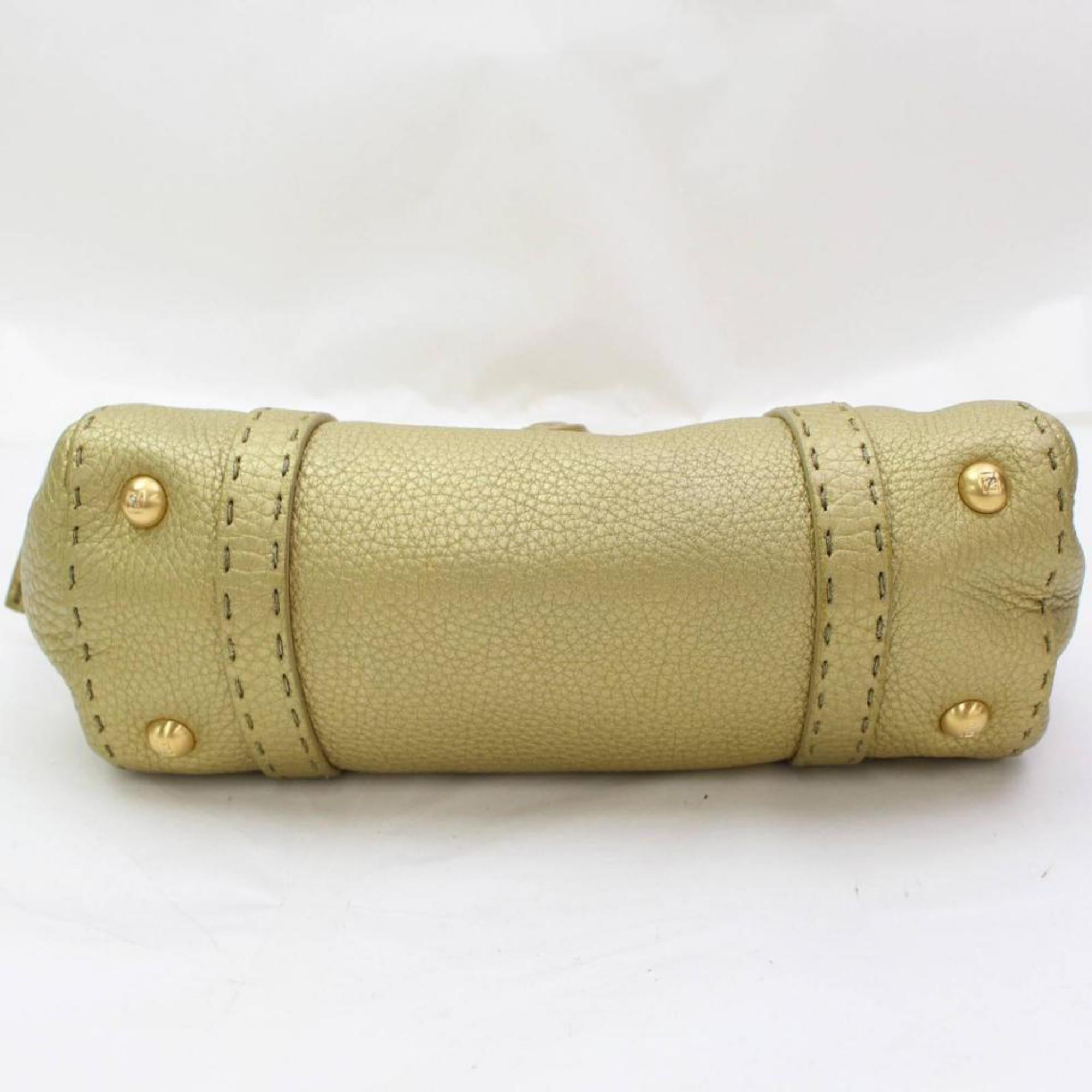 Fendi Selleria 867181 Gold Leather Satchel For Sale 4