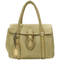 Vintage Fendi Selleria 867181 Gold Leather Satchel
