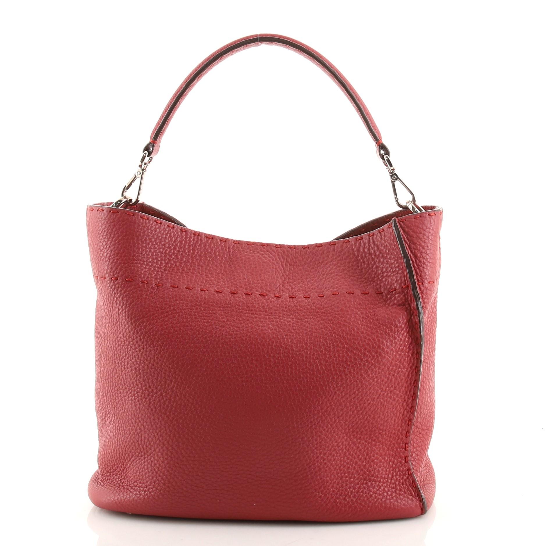 Pink Fendi Selleria Anna Bucket Bag Leather Small