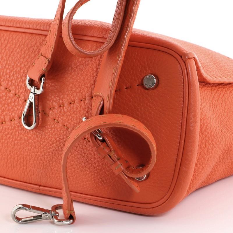 Orange Fendi Selleria Anna Bucket Bag Leather Small