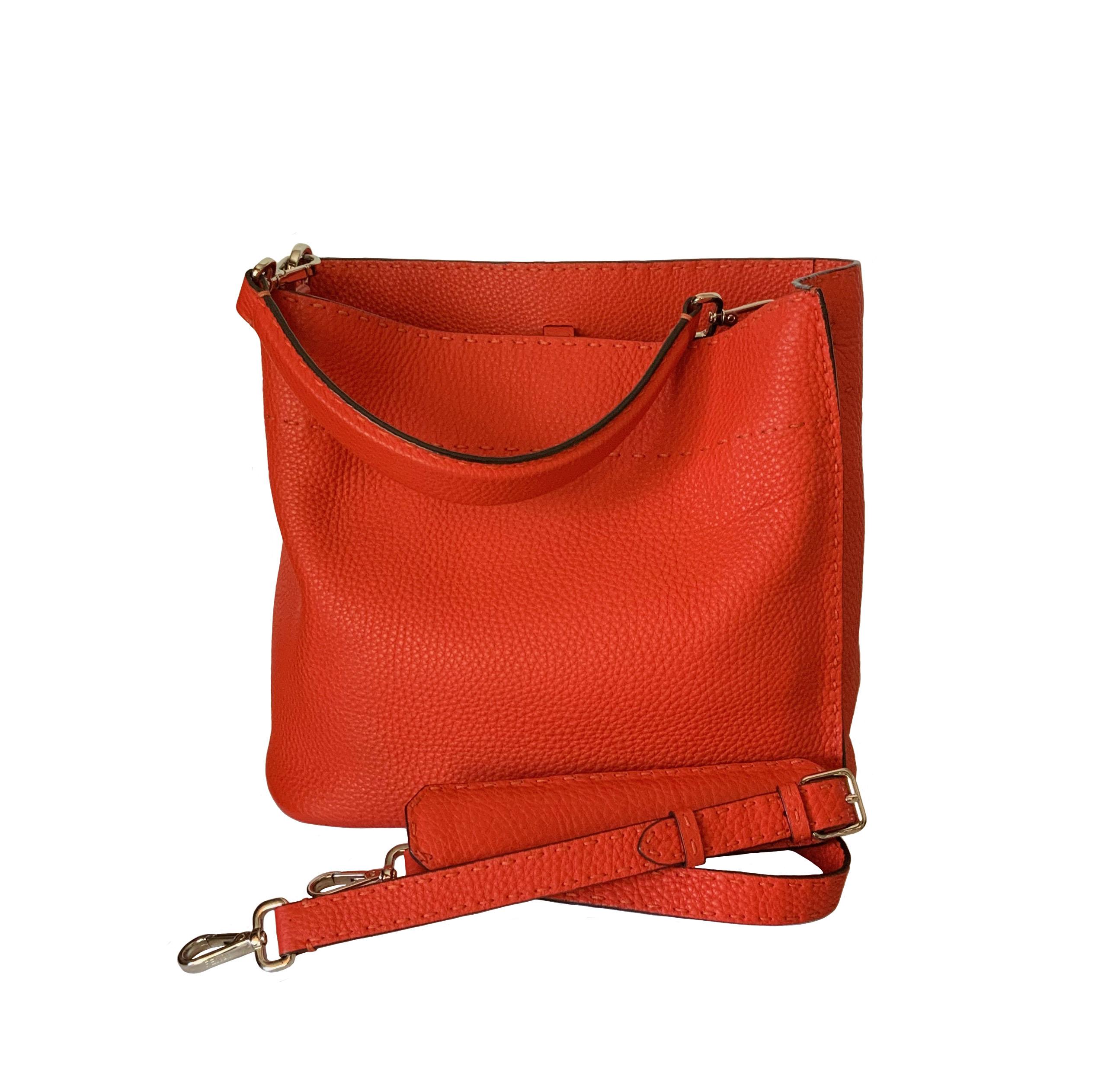 Women's or Men's Fendi Selleria Anna Red Orange Bucket Bag