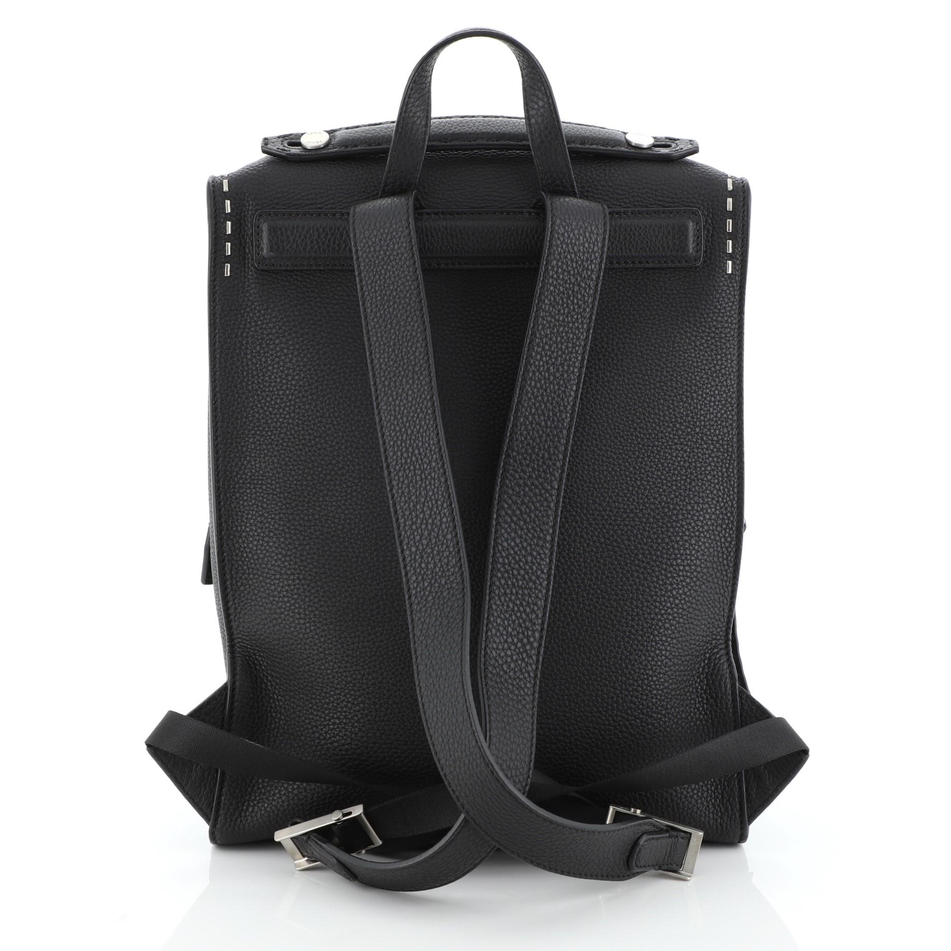 Black Fendi Selleria Backpack Leather Large