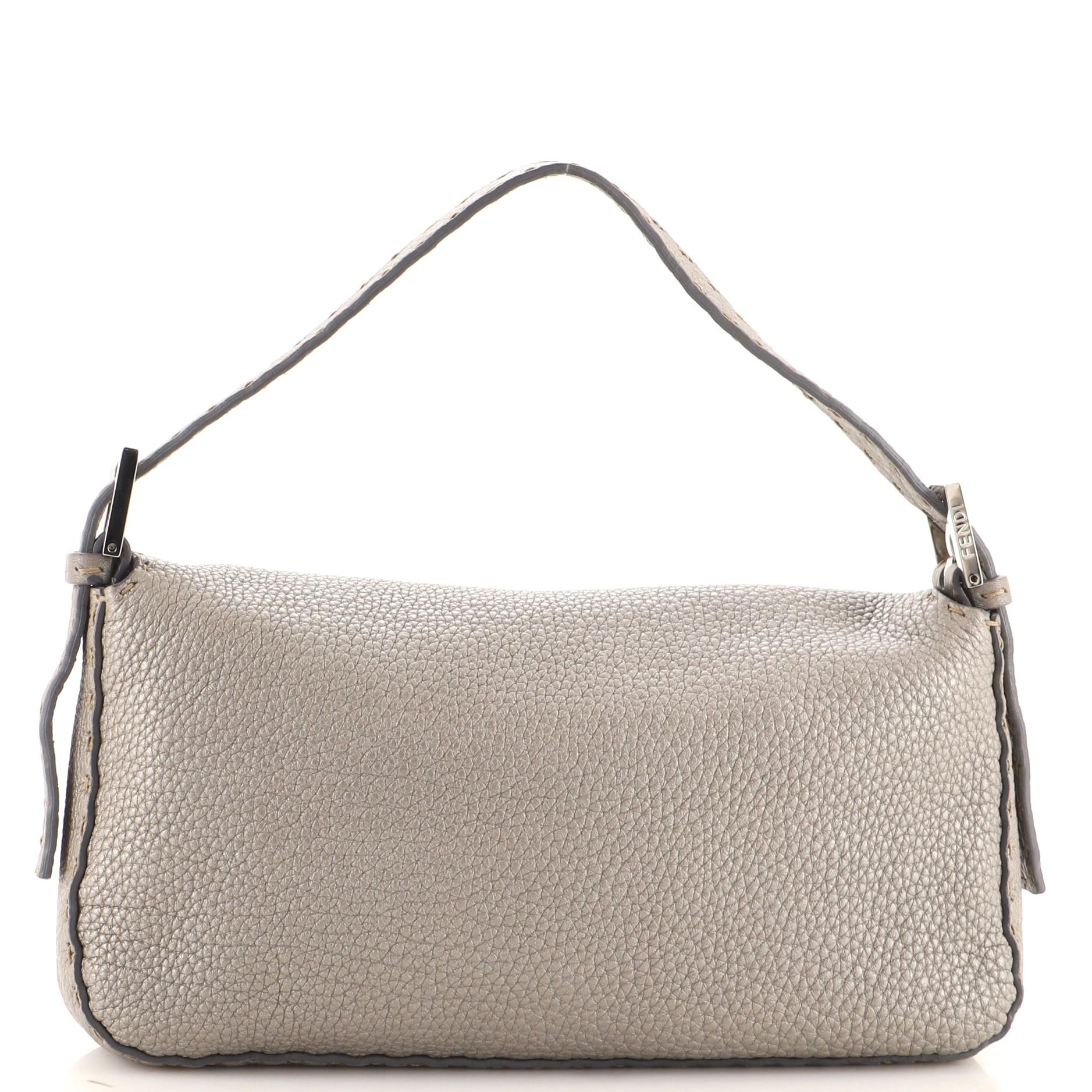 Gray Fendi Selleria Baguette Bag Leather