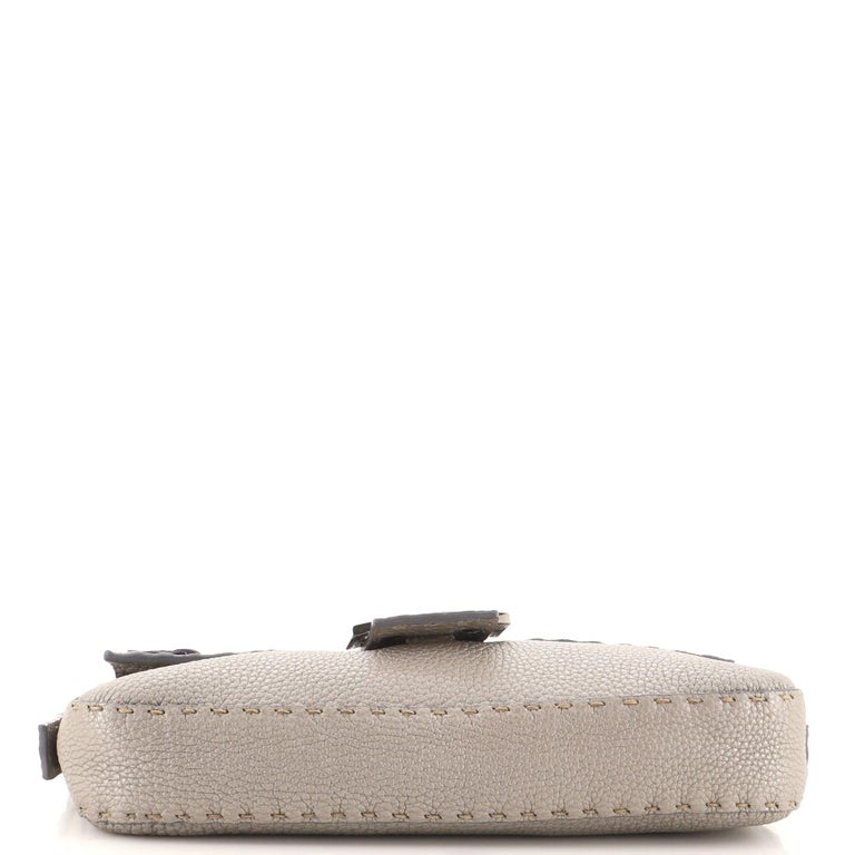 Fendi Selleria Black Leather Contrast Stitch Baguette Bag