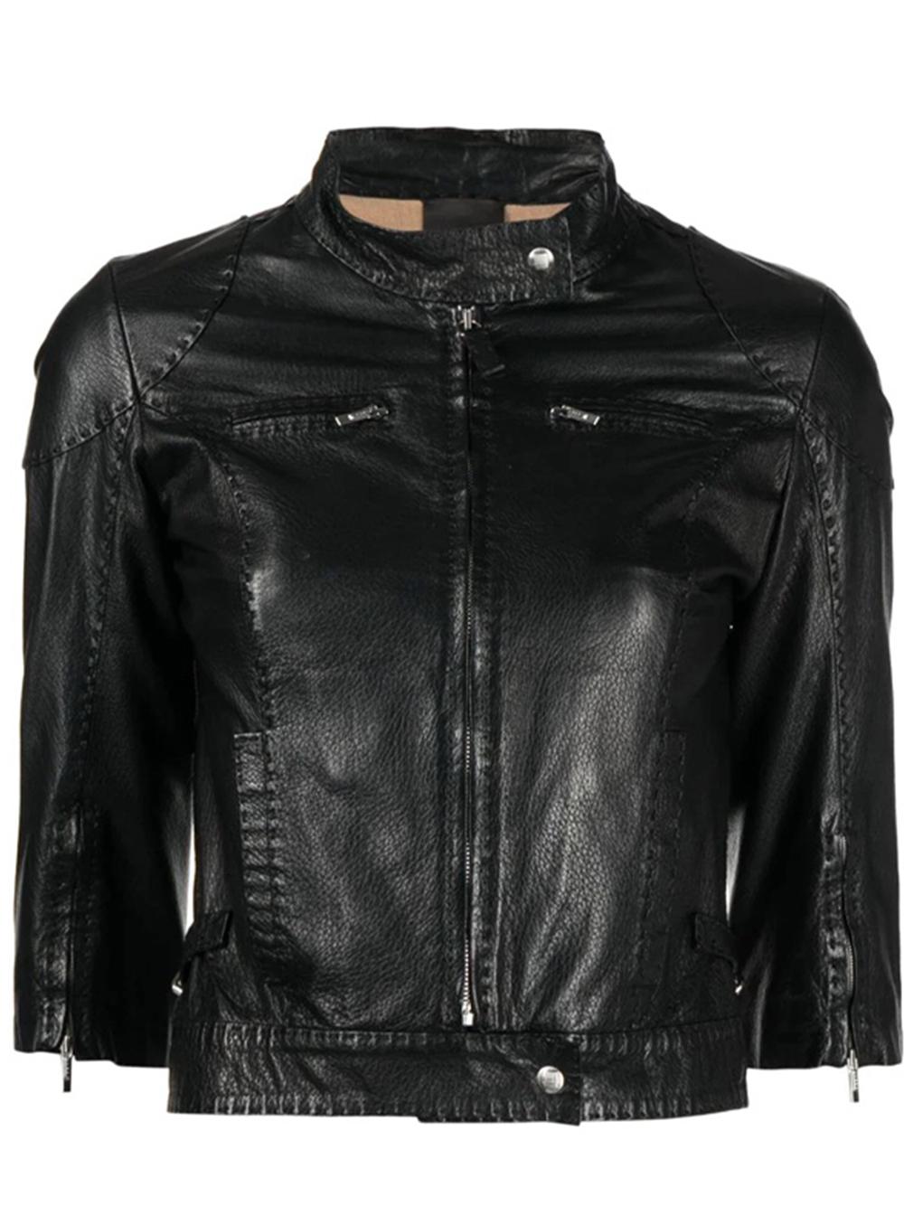 Women's Fendi Selleria Black Leather Biker Jacket