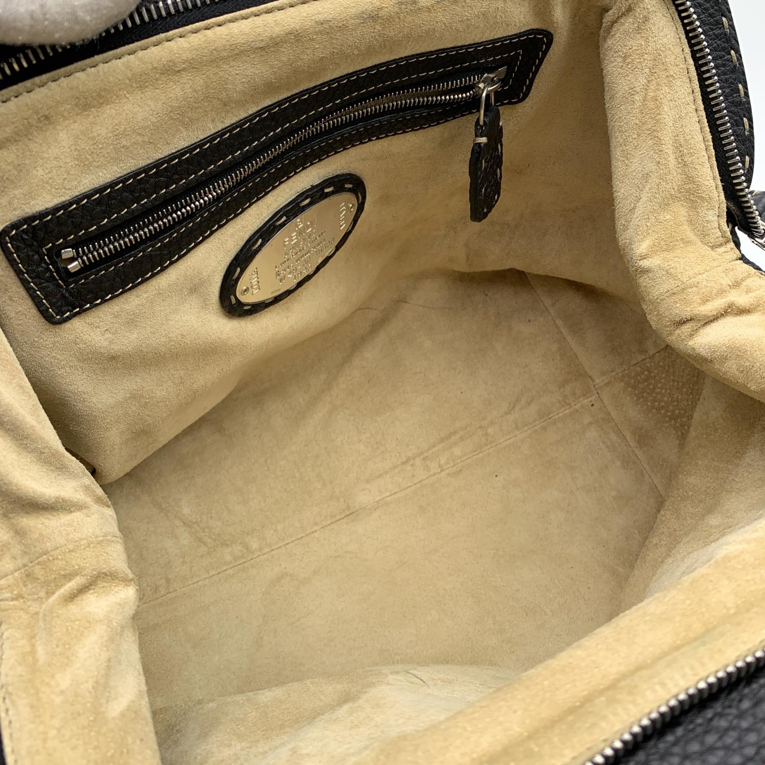 Women's Fendi Selleria Black Leather Doctor Bag Handbag Satchel