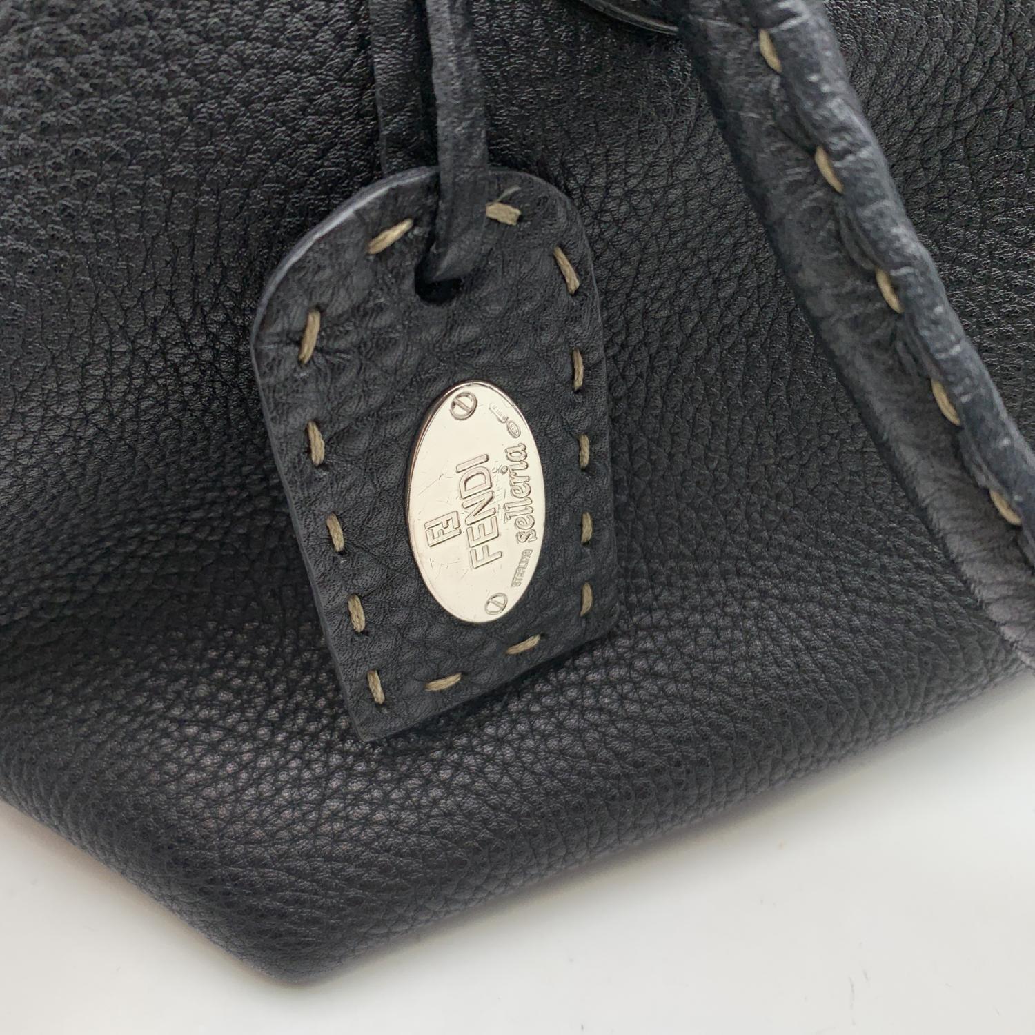 Fendi Selleria Black Leather Doctor Bag Handbag Satchel 2