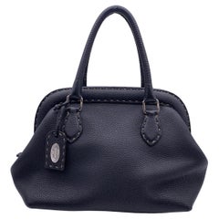 Fendi Selleria Black Leather Doctor Bag Handbag Satchel