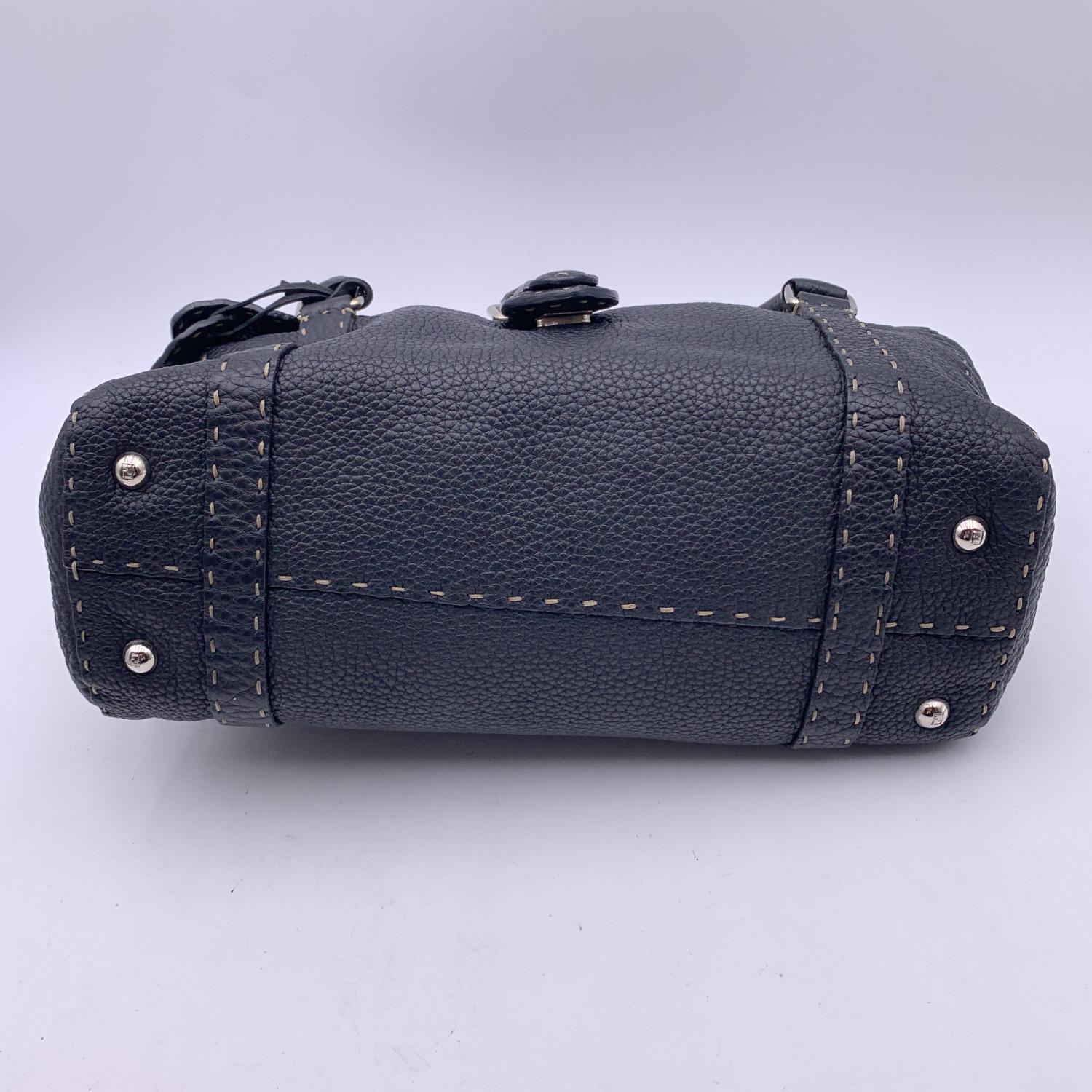 Fendi Selleria Black Leather Linda Satchel Handbag 2