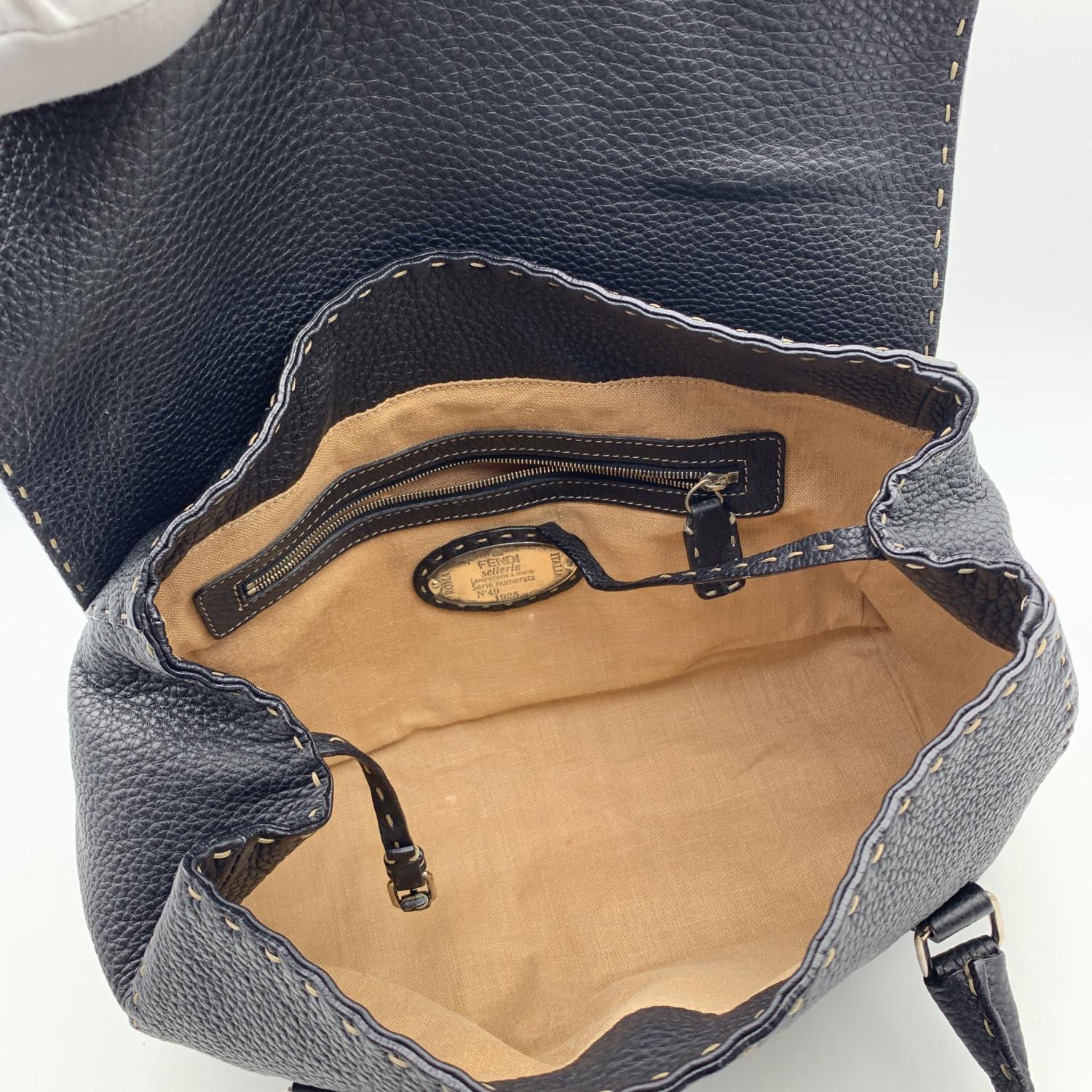 Fendi Selleria Black Leather Linda Satchel Handbag 3