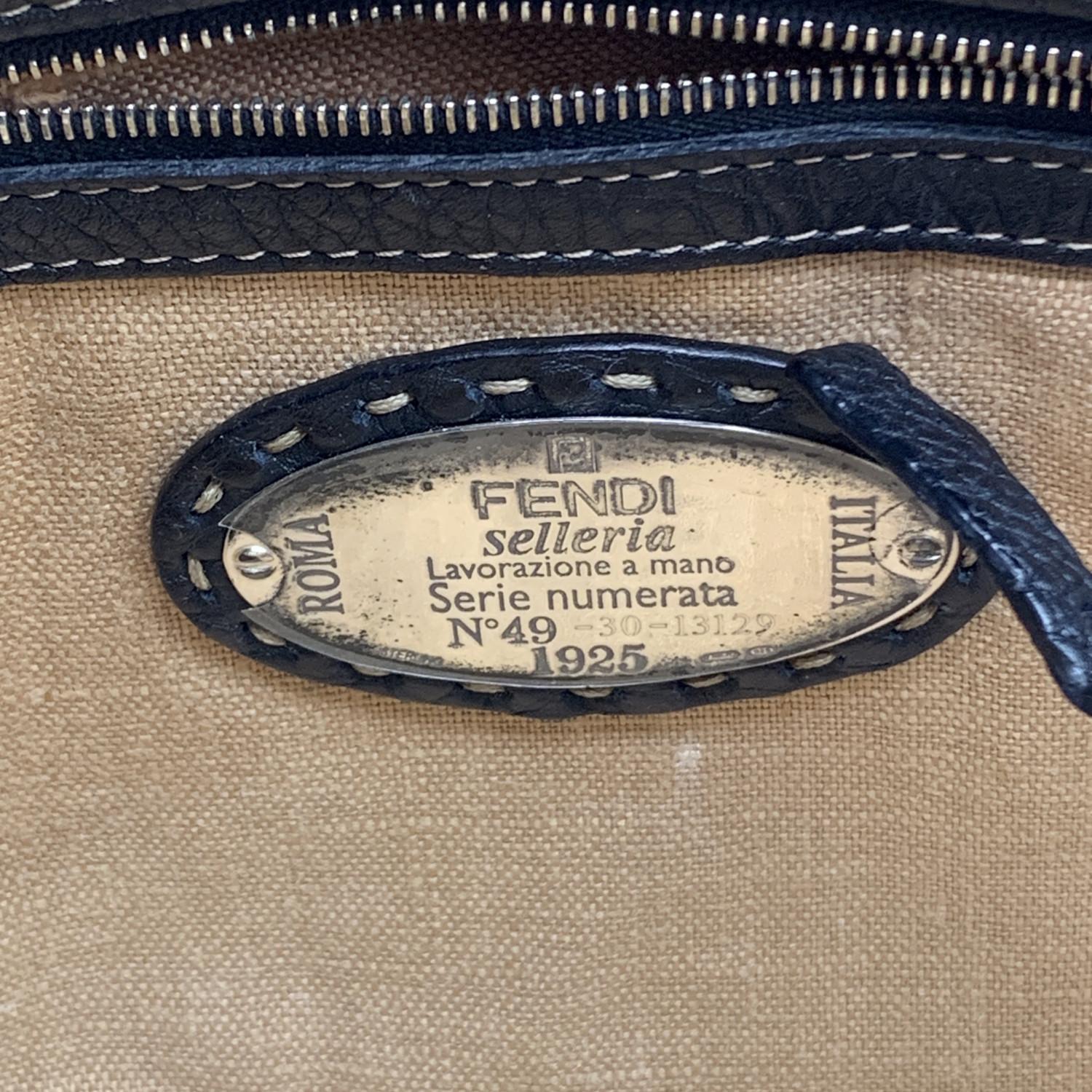 Fendi Selleria Black Leather Linda Satchel Handbag 4