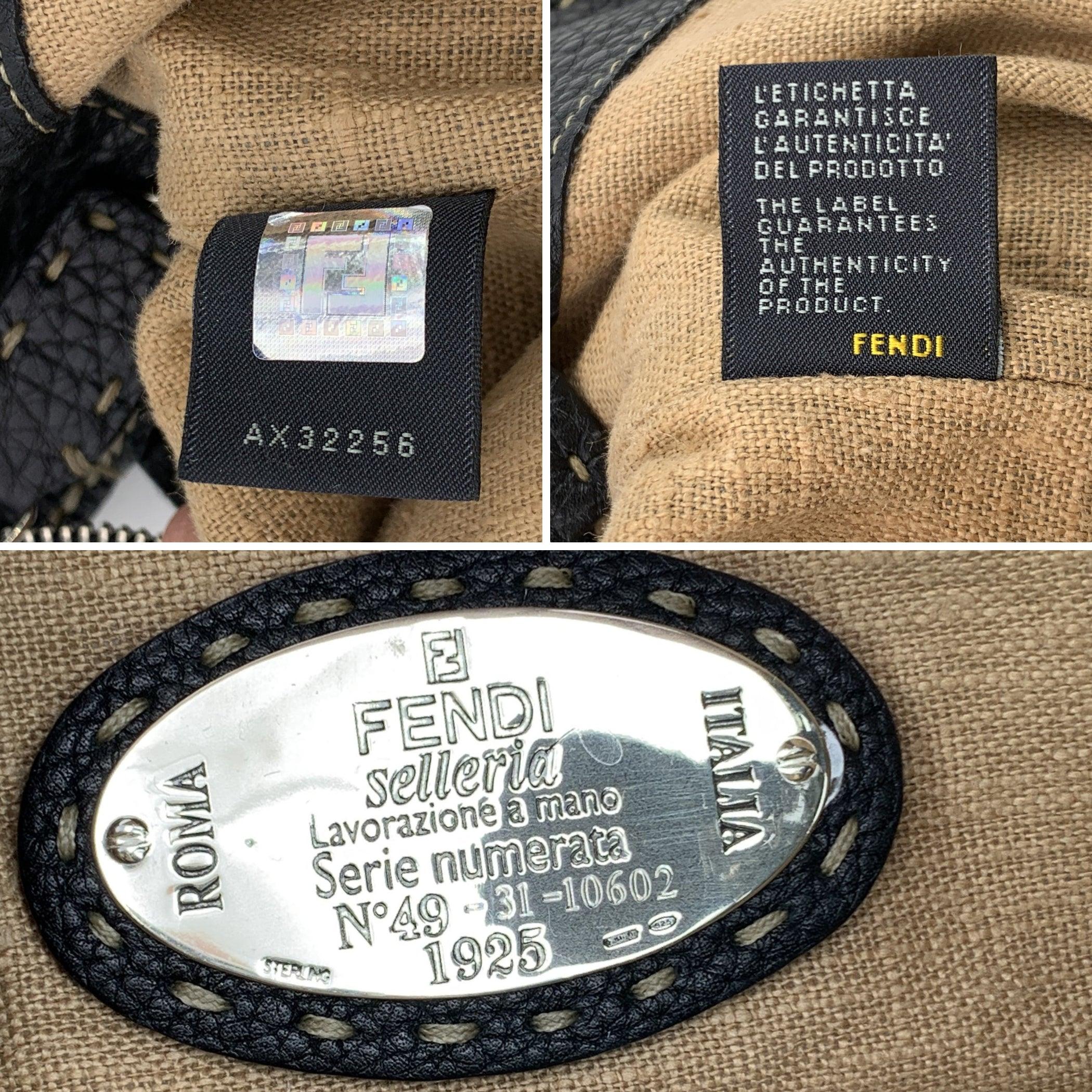 Fendi Selleria Schwarzes Leder Unisex Messenger Crossbody Tasche im Angebot 3