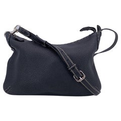 Fendi Selleria Schwarzes Leder Unisex Messenger Crossbody Tasche