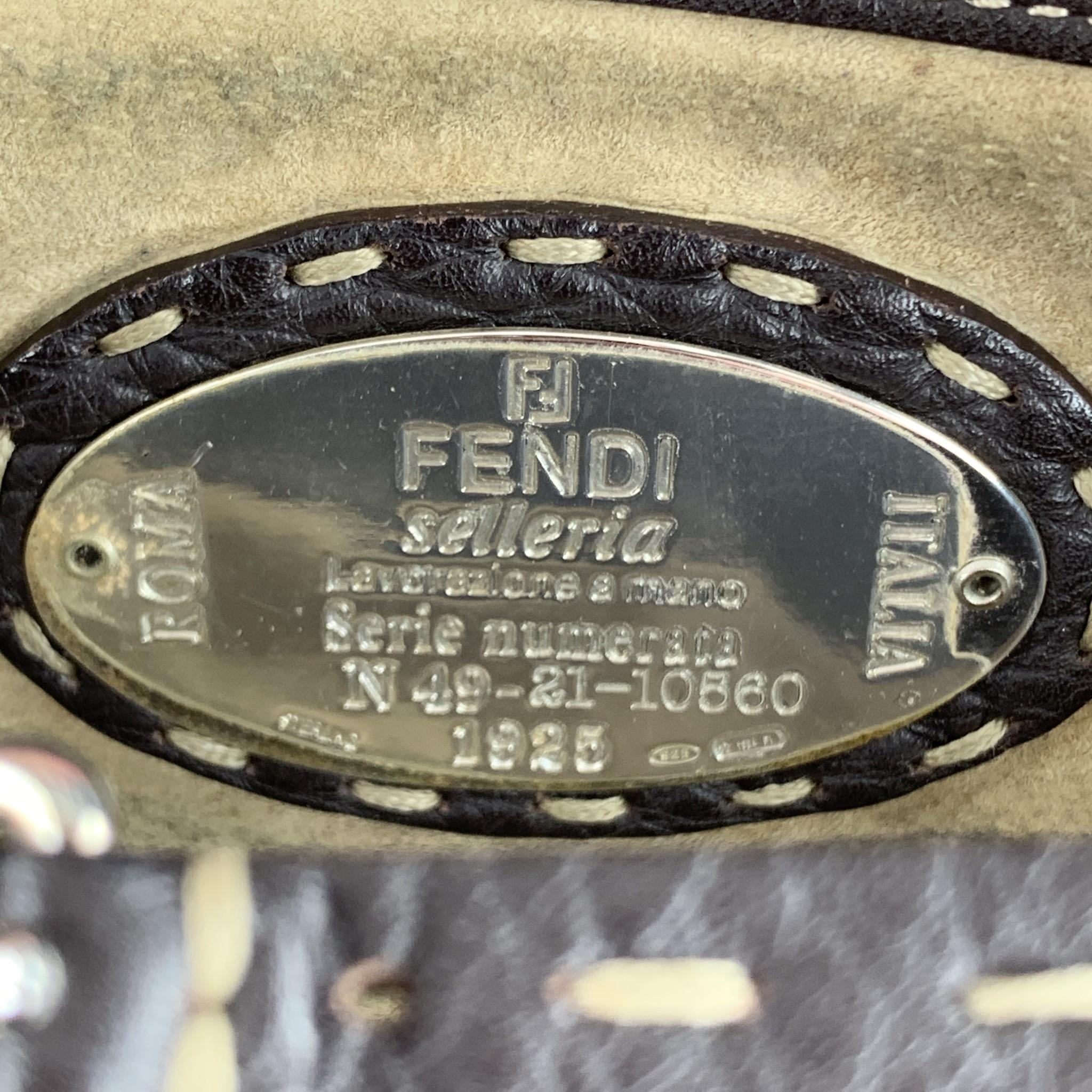 FENDI Selleria Brown leather Contrast Stitch Borsa Linda Grande Handbag 1