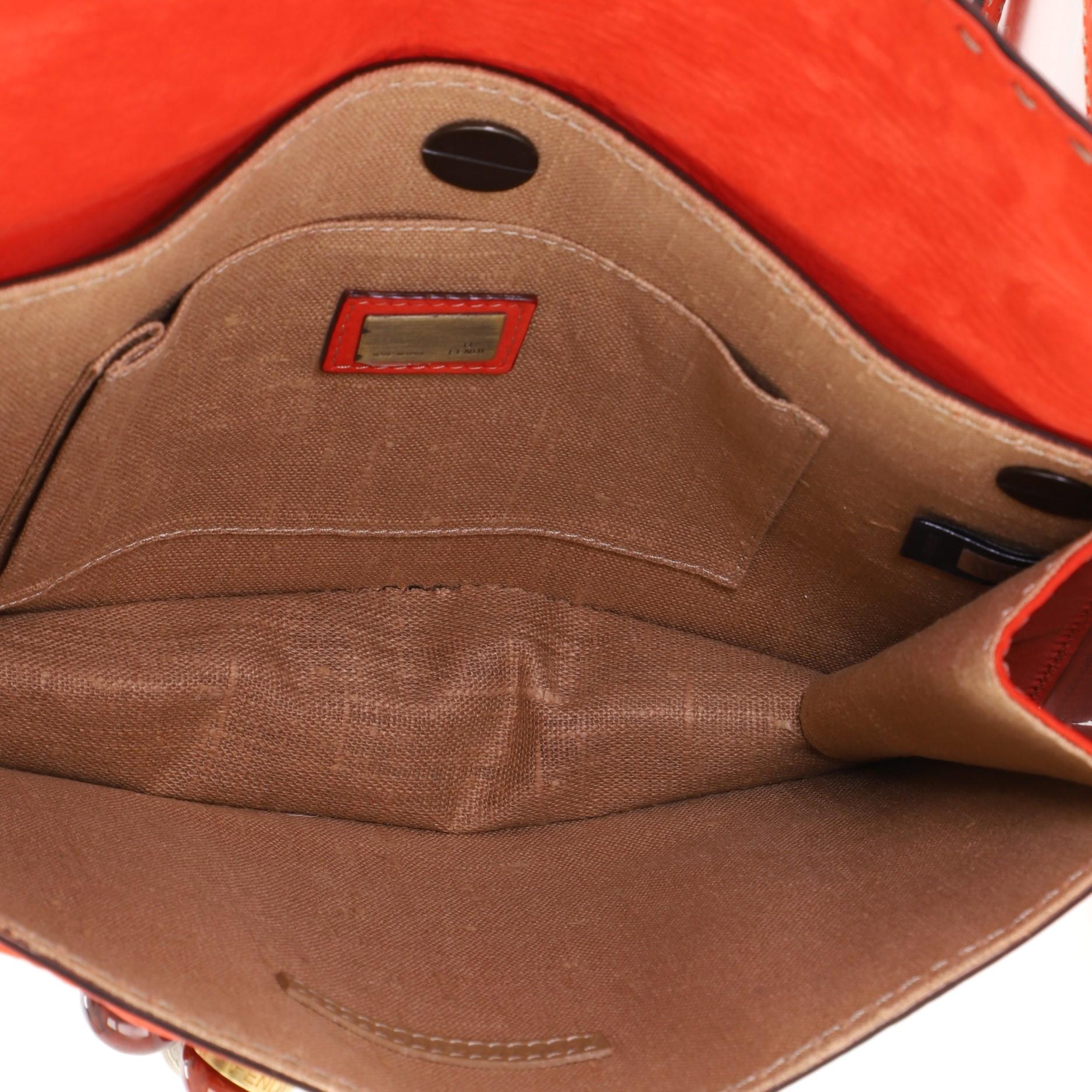  Fendi Selleria Cabochon Flap Shoulder Bag Nubuck Medium 1
