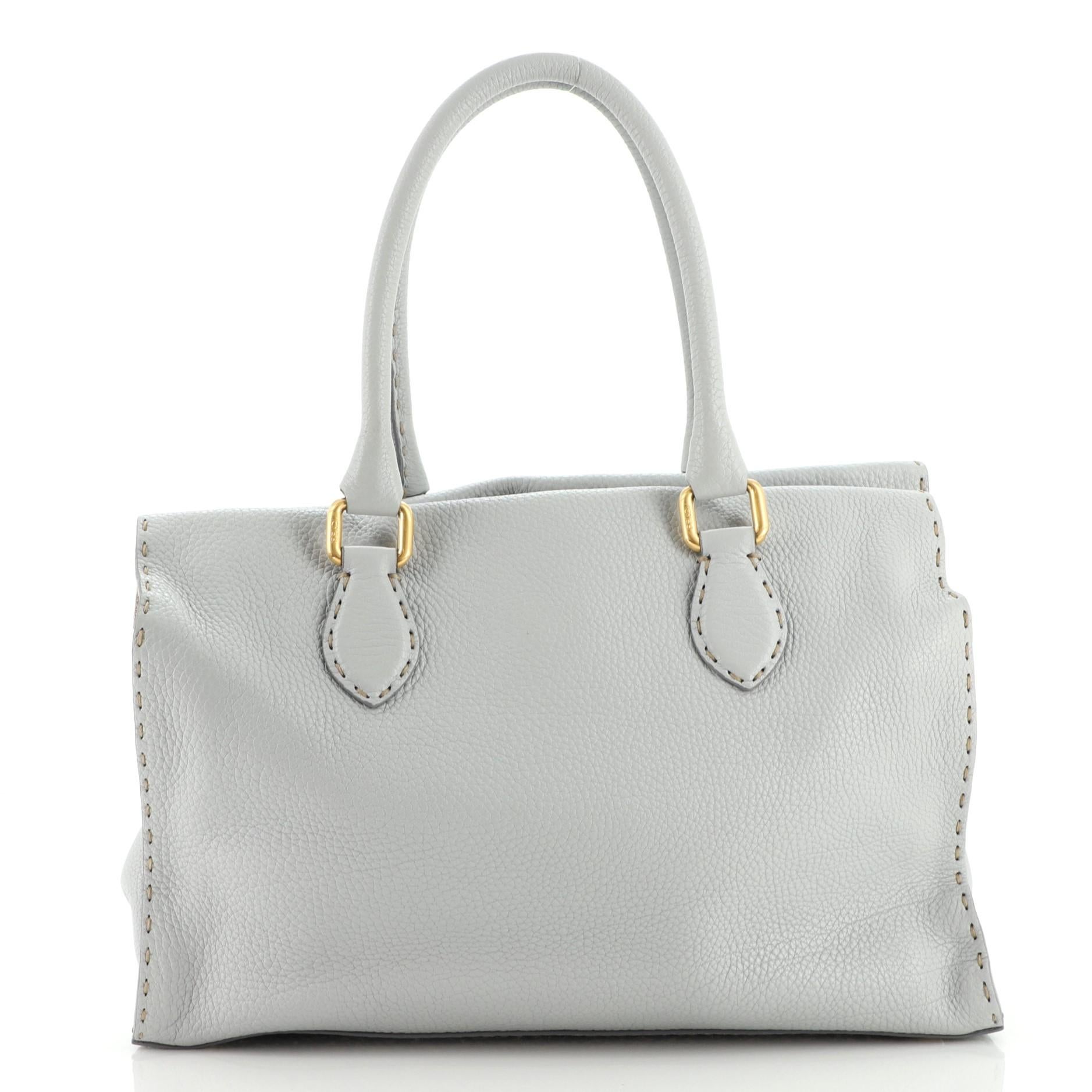 Gray Fendi Selleria Firenze Handbag Leather Medium