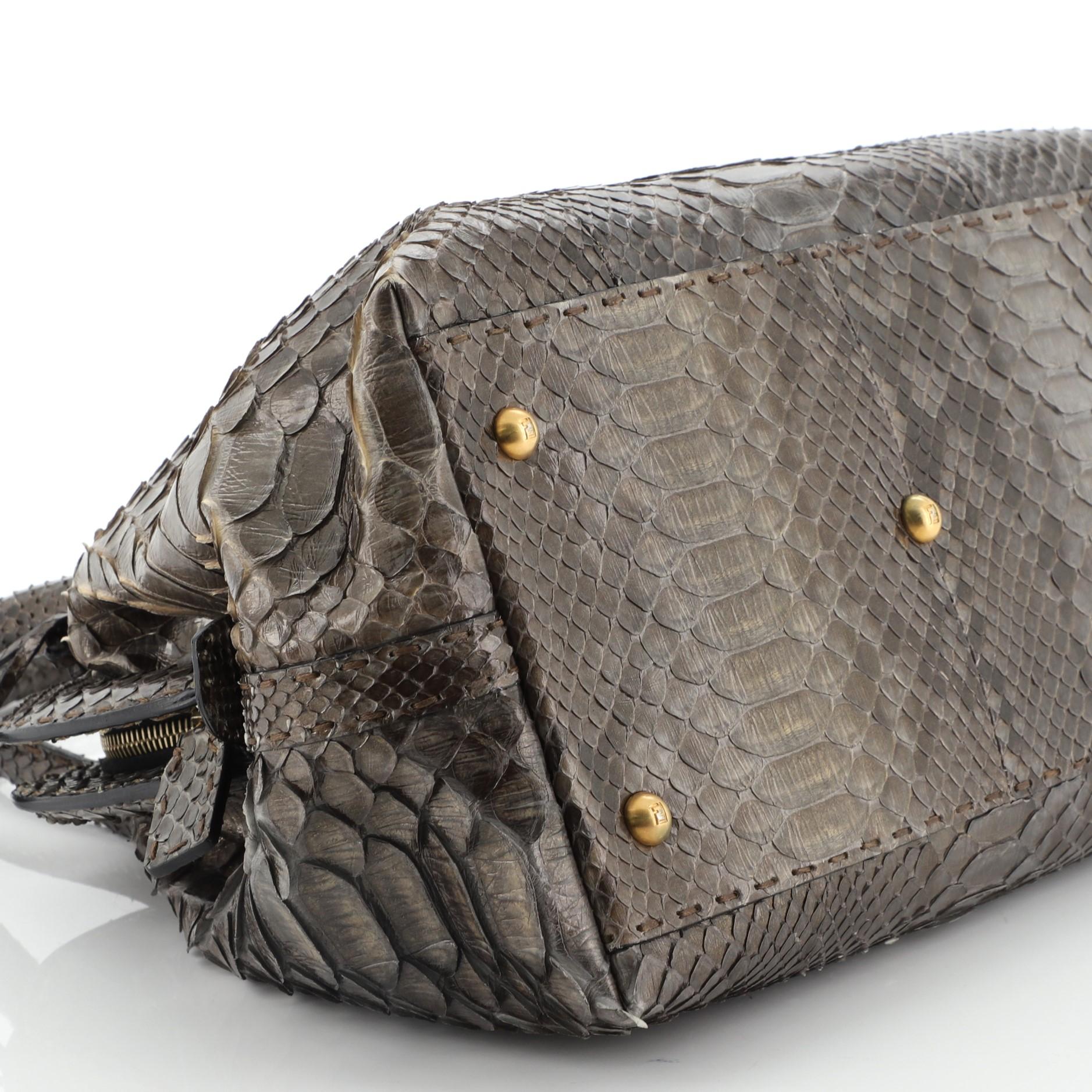 Black Fendi Selleria Frame Doctor Bag Python Small