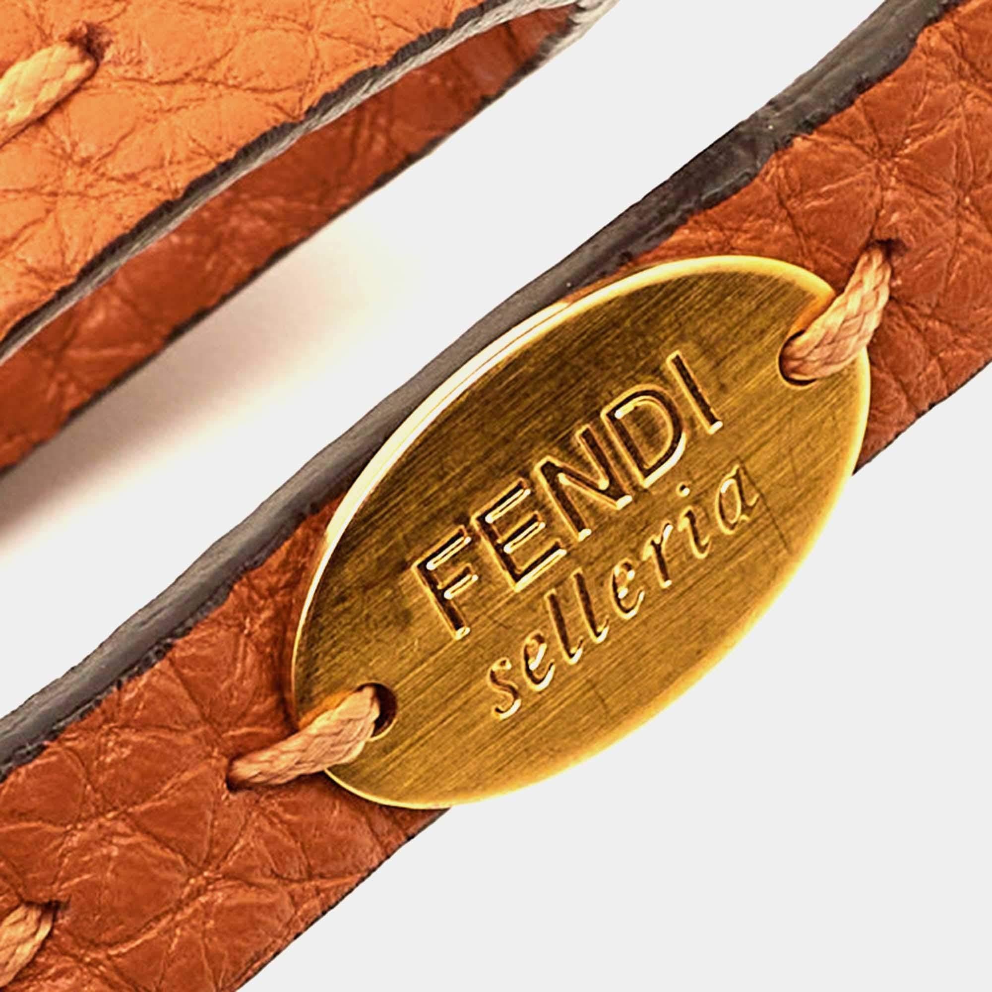 Contemporary Fendi Selleria Leather Gold Tone Bracelet For Sale