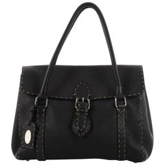 Fendi Selleria Linda Satchel Pebbled Leather Medium