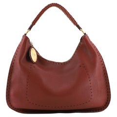 Fendi Selleria Logo Hobo Leather Large