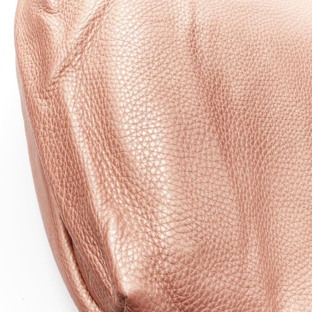 FENDI Selleria metallic rose bronze grained leather signature stitch tote bag For Sale 4