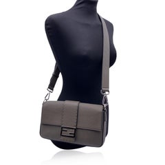Fendi Selleria Military Green Leather Baguette Shoulder Bag
