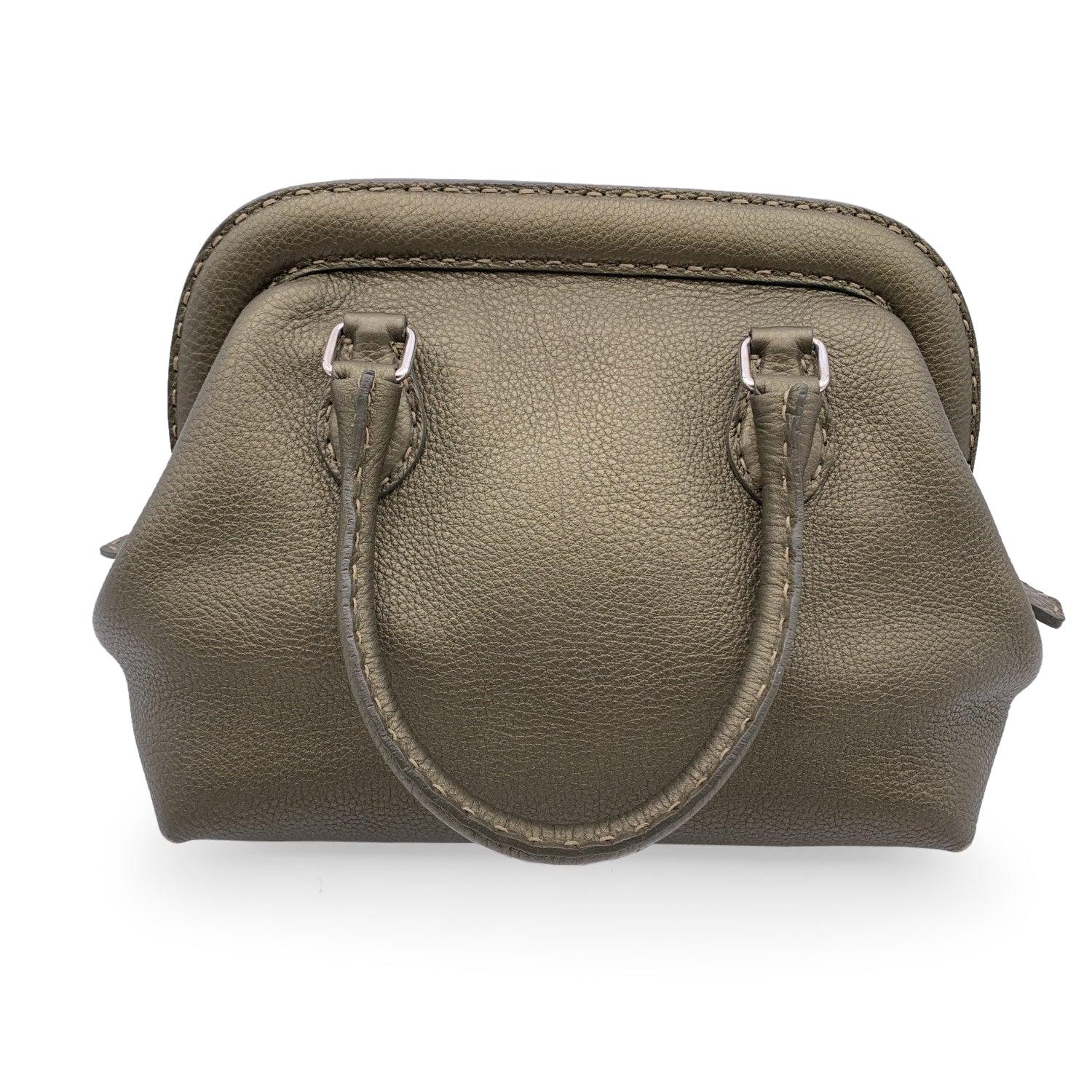Fendi Selleria Military Green Leather Doctor Bag Handbag Satchel In Excellent Condition In Rome, Rome