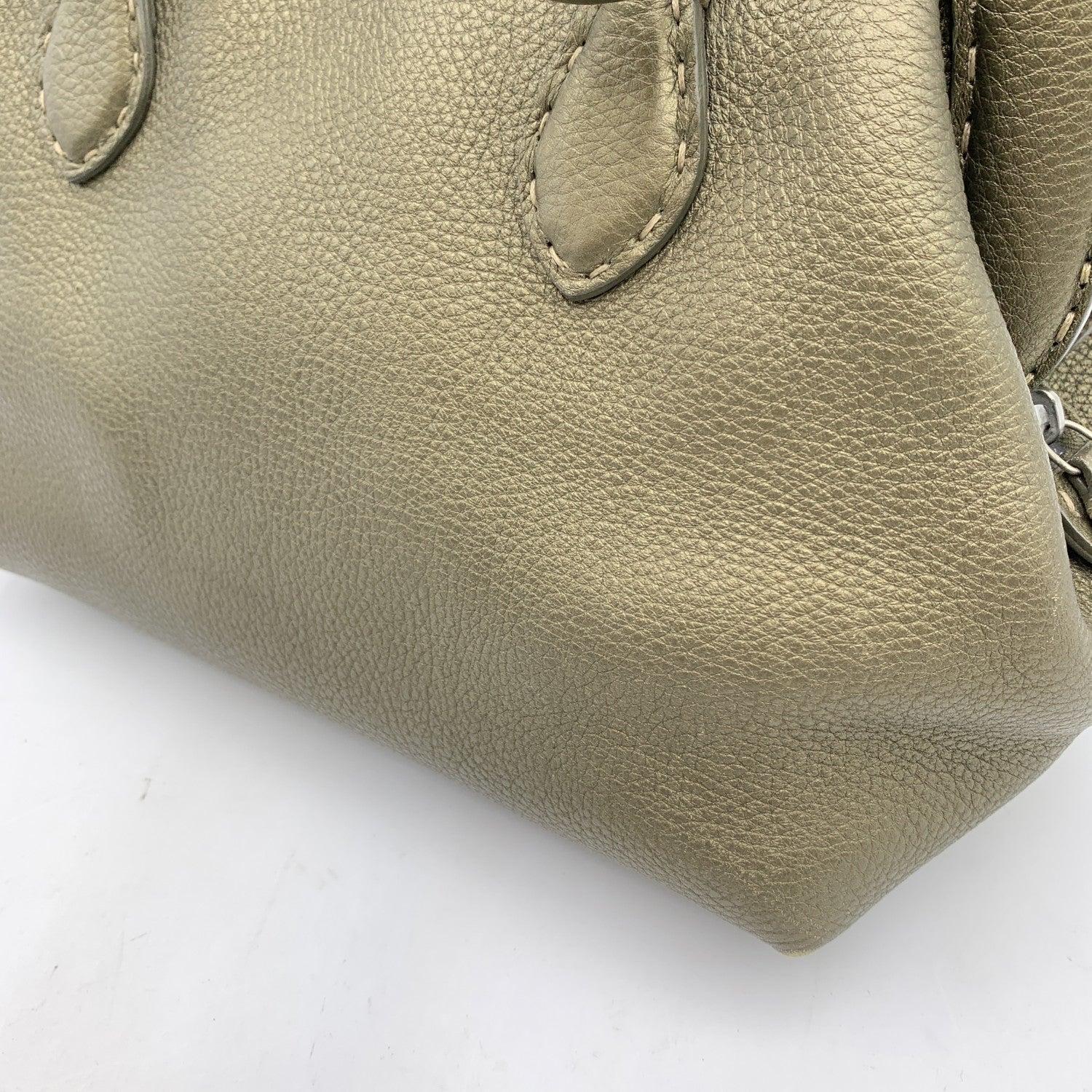 Fendi Selleria Military Green Leather Doctor Bag Handbag Satchel 3