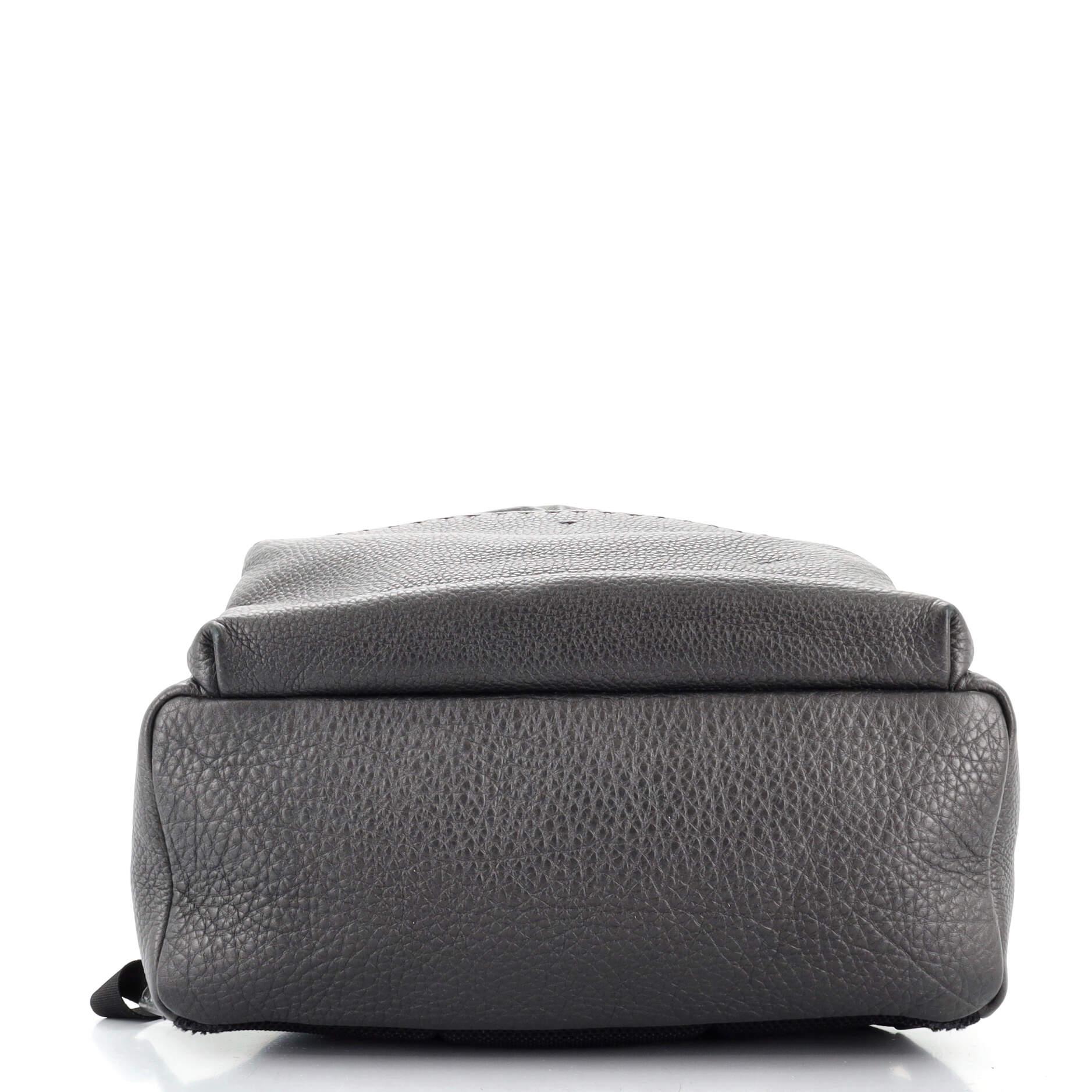 Gray Fendi Selleria Monster Backpack Leather Large