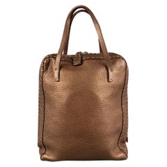 FENDI SELLERIA N49-11859 Copper Contrast Stitch Pebble Grain Leather Handbag