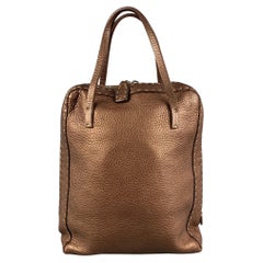 FENDI SELLERIA N49-11859 Copper Contrast Stitch Pebble Grain Leather Handbag