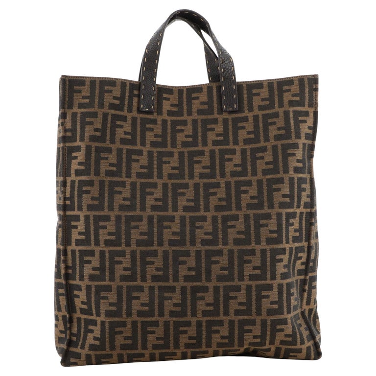 Fendi Selleria Open Shopping Tote Zucca Canvas Tall For Sale at 1stDibs