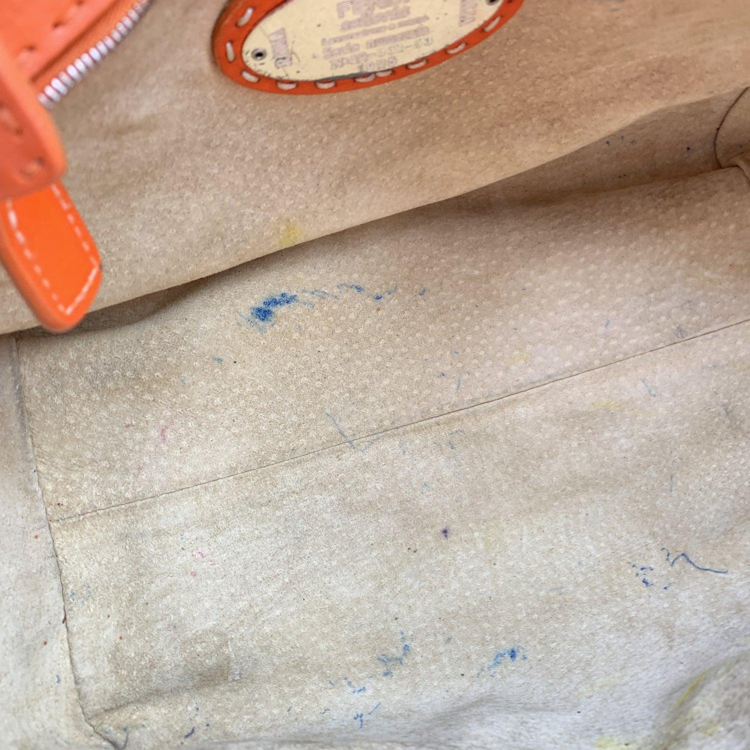 Fendi Selleria Orange Leather Small Tote Handbag Satchel 4
