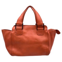 Fendi Selleria Orange Leather Small Tote Handbag Satchel