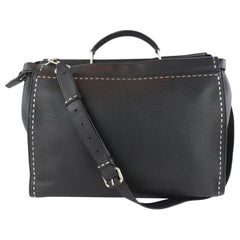 Fendi Selleria Peekaboo 2way Business 20fz1102 Black Leather Messenger Bag