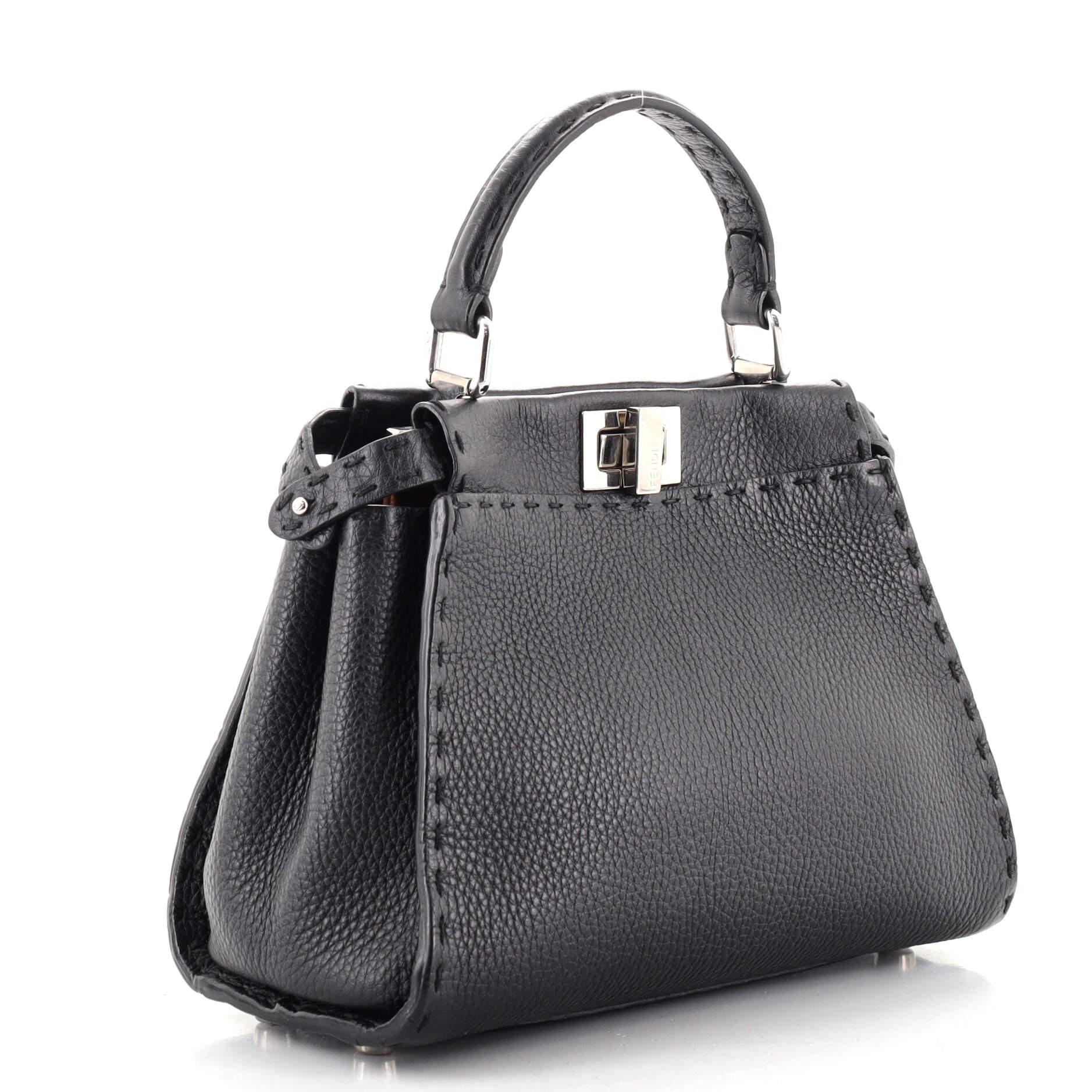 Black Fendi Selleria Peekaboo Bag Leather Mini