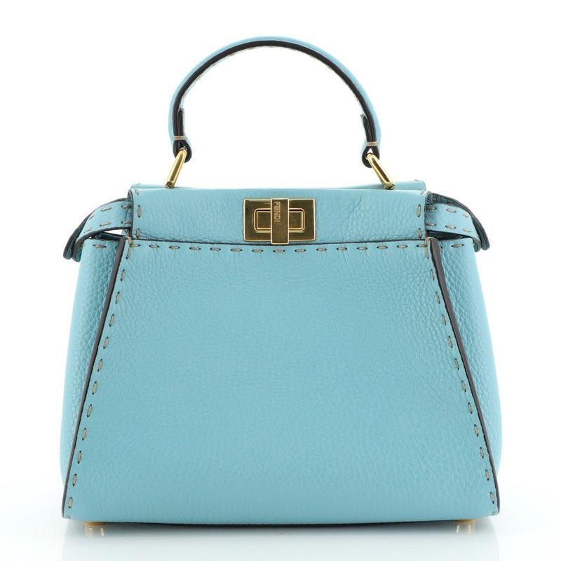 Blue Fendi Selleria Peekaboo Bag Leather Mini