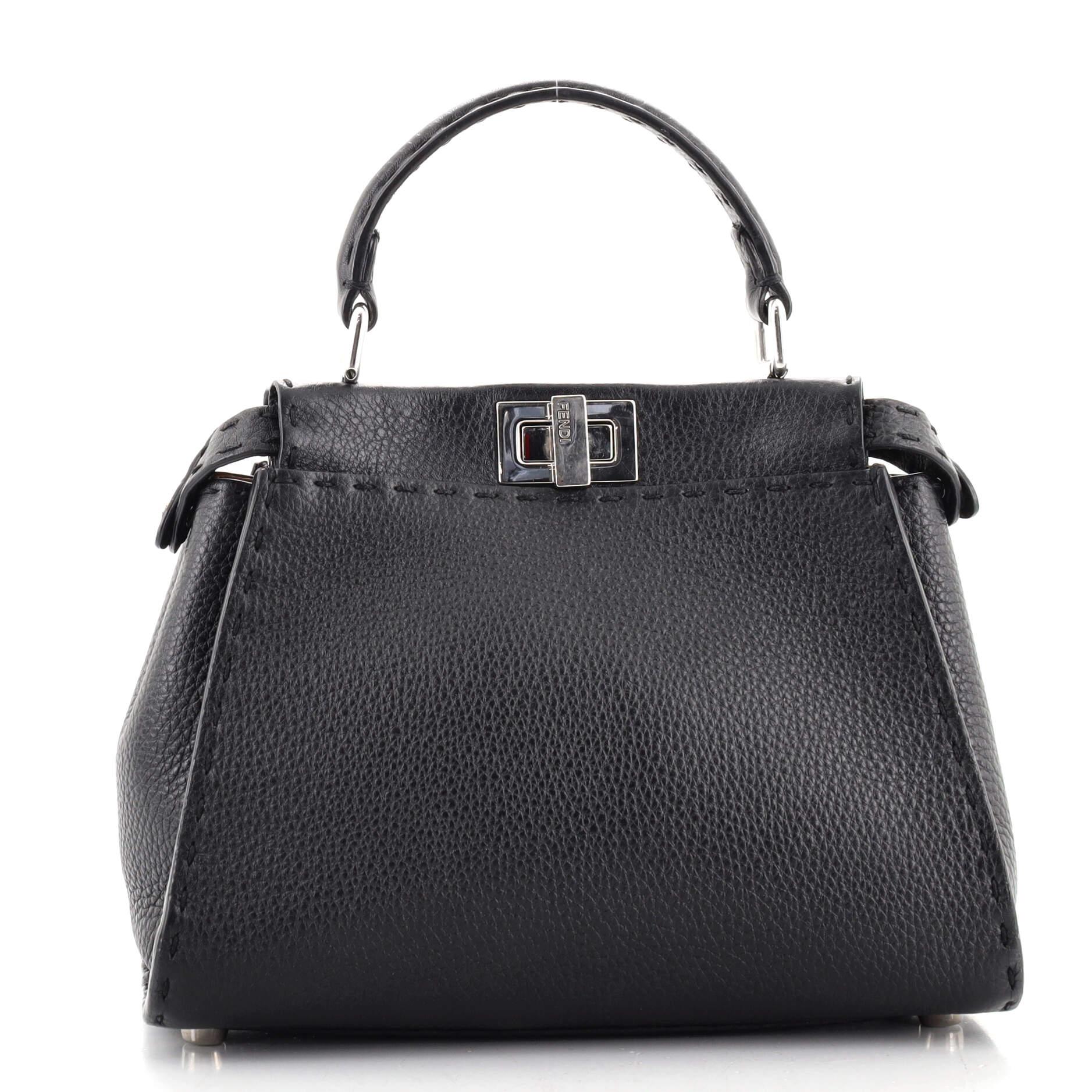 Fendi Selleria Peekaboo Bag Leather Mini In Good Condition In NY, NY