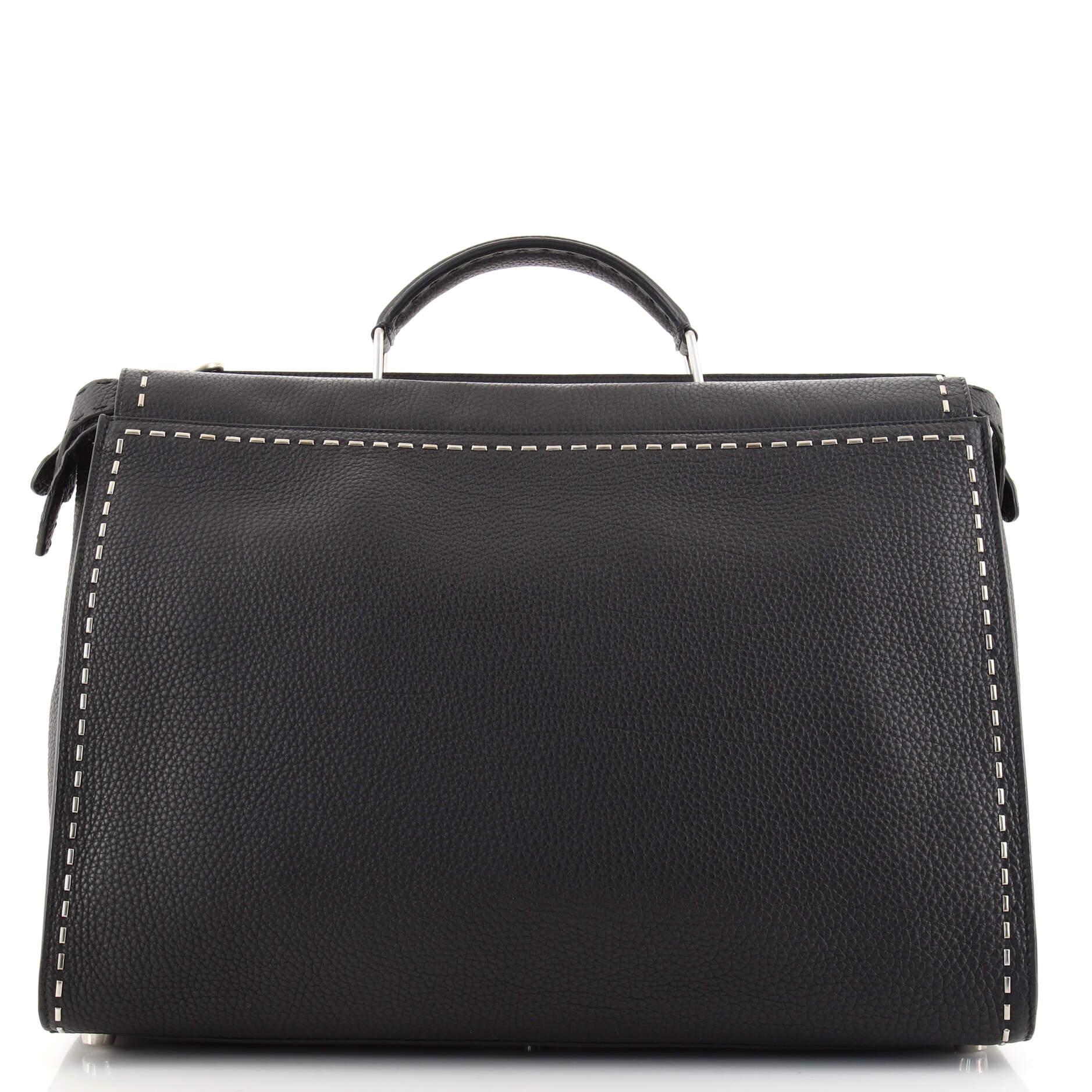 Black Fendi Selleria Peekaboo Bag Leather with Studded Detail XL