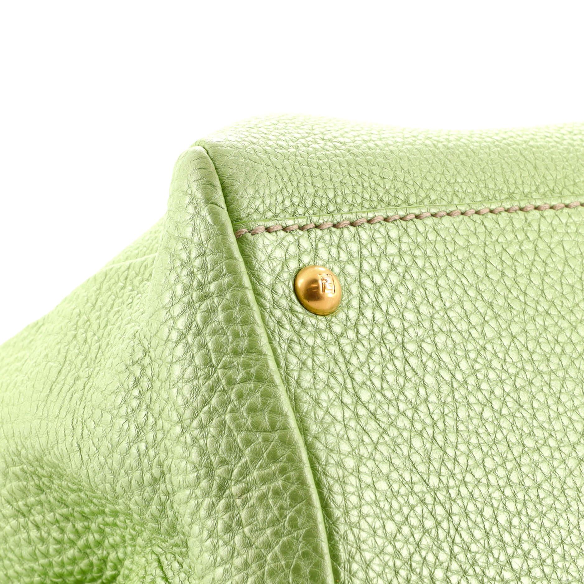 Green Fendi Selleria Peekaboo Bag Soft Leather Large