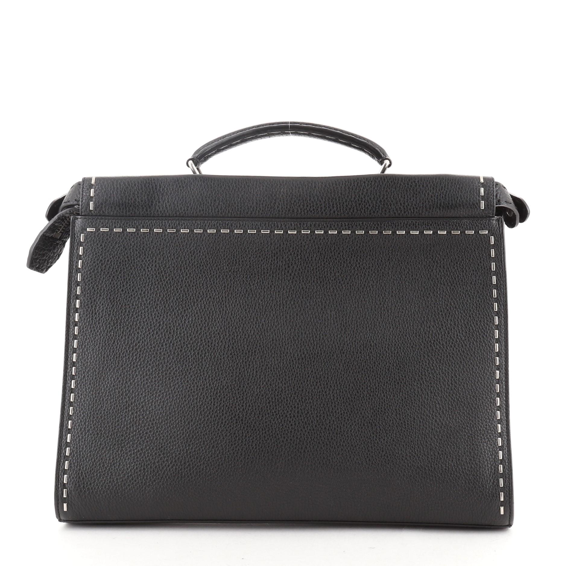 Fendi Selleria Peekaboo Fit Bag Leather Regular Black In Good Condition In Irvine, CA