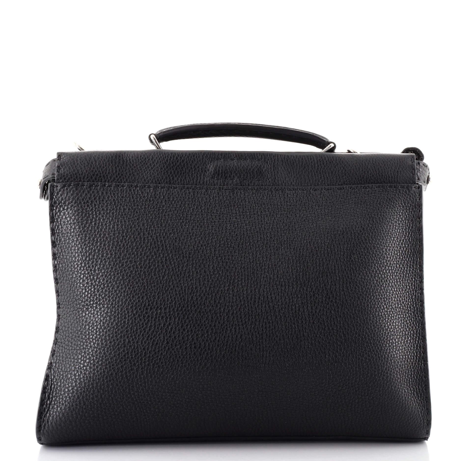 Black Fendi Selleria Peekaboo Fit Bag Leather Regular