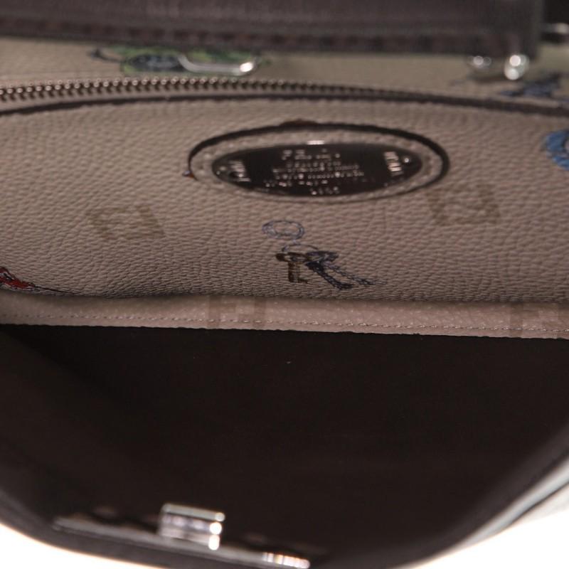 Black Fendi Selleria Peekaboo Fit Bag Leather with Printed Interior Regular