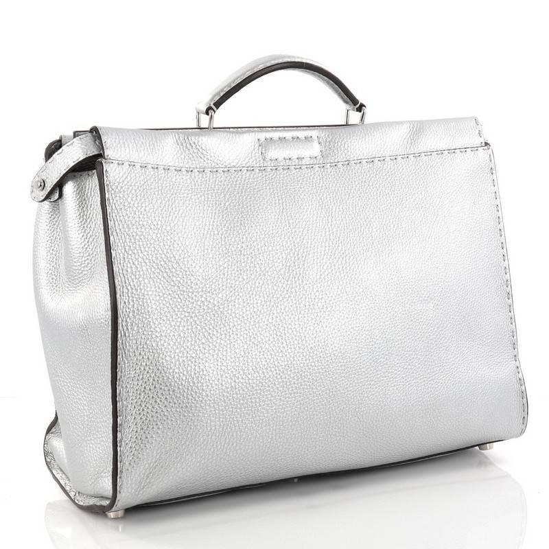 Gray Fendi Selleria Peekaboo Handbag Leather Large