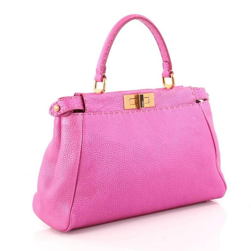 Pink Fendi Selleria Peekaboo Handbag Leather Regular